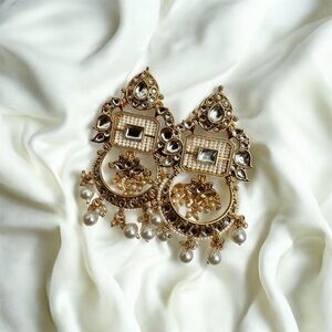 Gold and Silver Filigree Chandelier Earrings